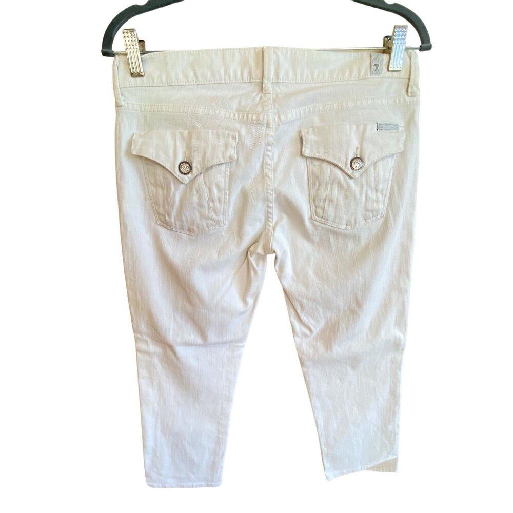 7 for all Mankind White Capris Pants 28 7FAMK Cotton Stretch Flap pockets - Picture 10 of 12